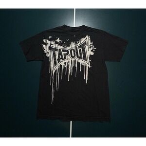 Vintage Y2K Tapout T Shirt Size Medium Black Grunge Punk Combat MMA UFC AOP